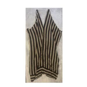 Uma and Leopold – Women’s Tank Dress –Black & Brown Vertical Stripes –Size Large